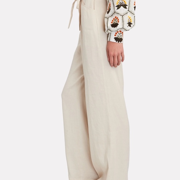 NWT Intermix Wide Leg Linen Paperbag Pant Cream/Beige Size 2 - Picture 2 of 7